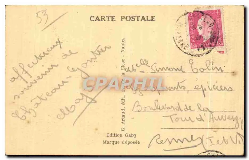 Château-Gaontier — Krankenhaus Saint-Julien und die Mayenne — Gaby - Rückseite