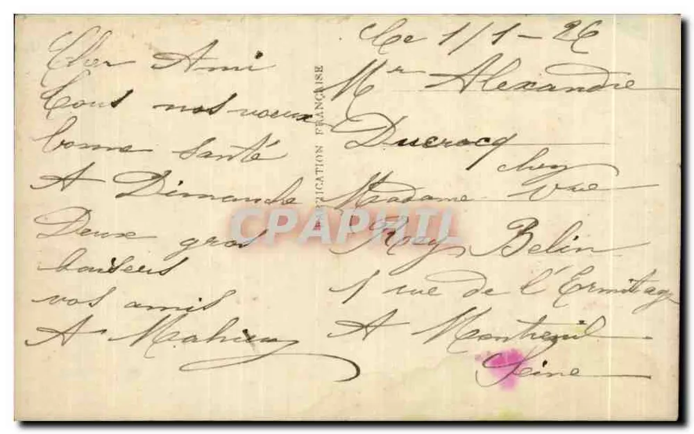 Hufeisen und Rosen — Frohe Neujahr — DÉDÉ PARIS 1021 - Rückseite