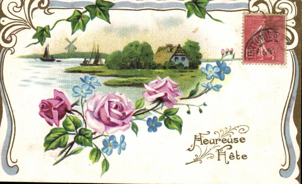 Flusslandschaft mit Rosen — 'Heureuse Fête' — J.C. Paris n°508 - Vorderseite
