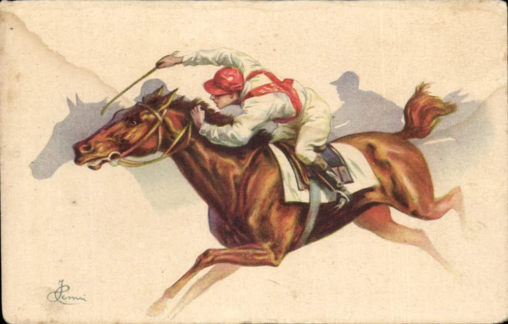 Pferderennen — Jockey in Aktion — Verlag Annat Gasparini, Serie 289-3 - Vorderseite