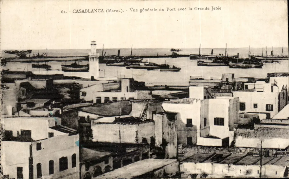 Casablanca (Marokko) — Allgemeiner Blick auf den Hafen mit der großen Mole — Verlag: N. Lévy & Cie, n°62 - Vorderseite