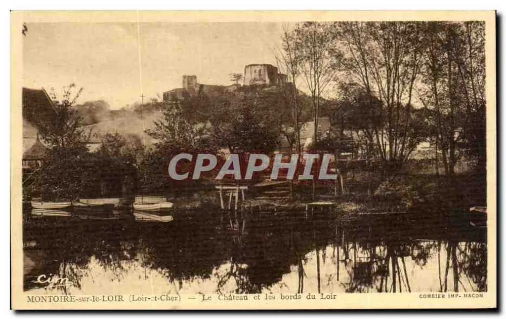 Montoire-sur-Loir (Loir-et-Cher) — Schloss und Ufer des Loir — Combier Imp. Macon - Vorderseite
