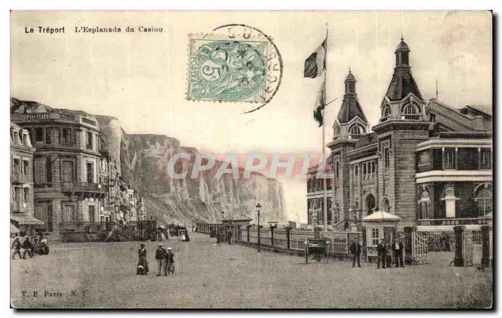Le Tréport — La Esplanade del Casino — V.P. París N. 7 - Anverso