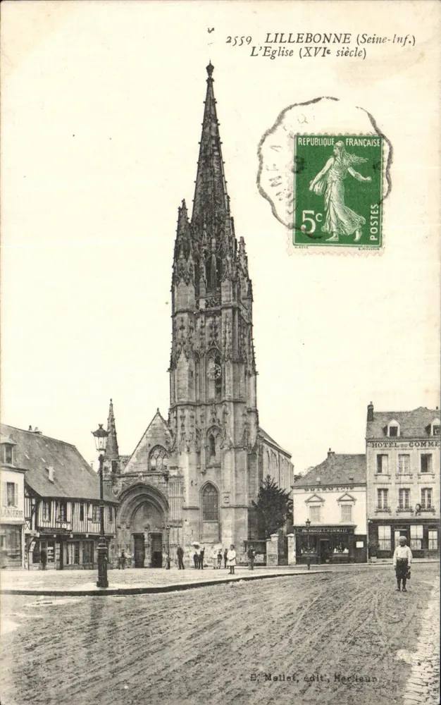 Lillebonne (Seine-Inf.) — A Igreja (século XVI) — B. Mallet, Adlt. Hardelot, n°2559 - Frente