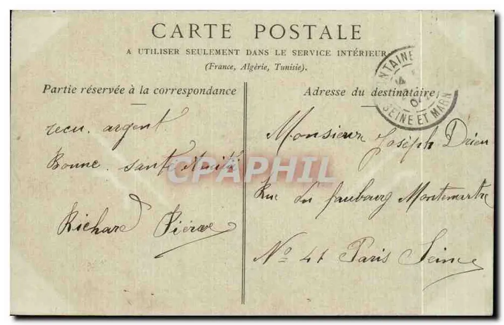 Fontainebleau — Das Schloss und der Karpfenteich — Sammlung ND. Fot. n° 193 - Rückseite