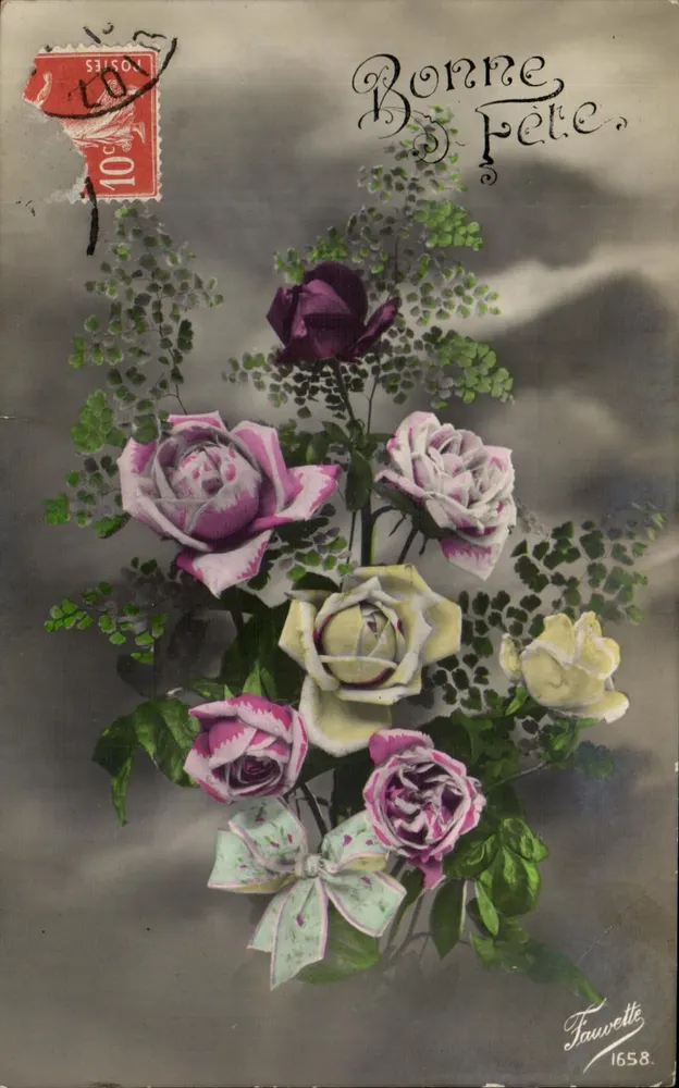 Bouquet di rose — Fawwette 1658 — editore Fawwette - Recto