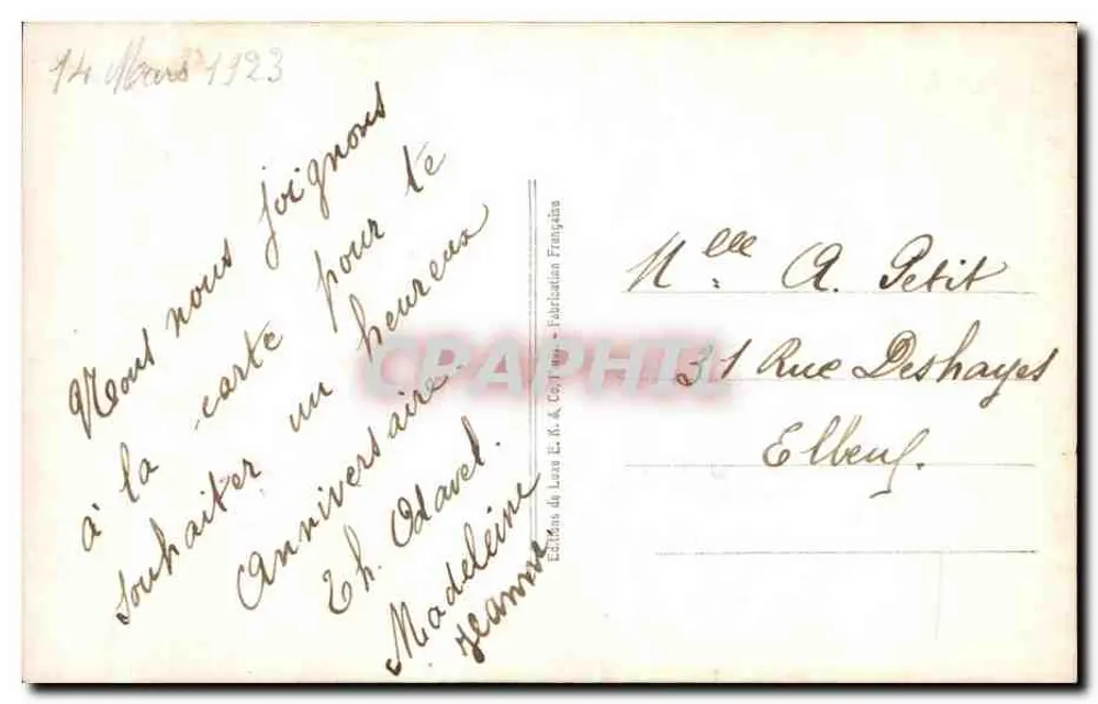 Rosa — Aniversário — Corona, Paris, n°20 - Verso