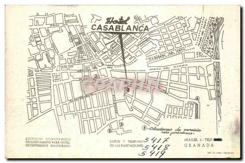 Historisches Bild — Hotel Casablanca — Unbekannter Verlag - Rückseite