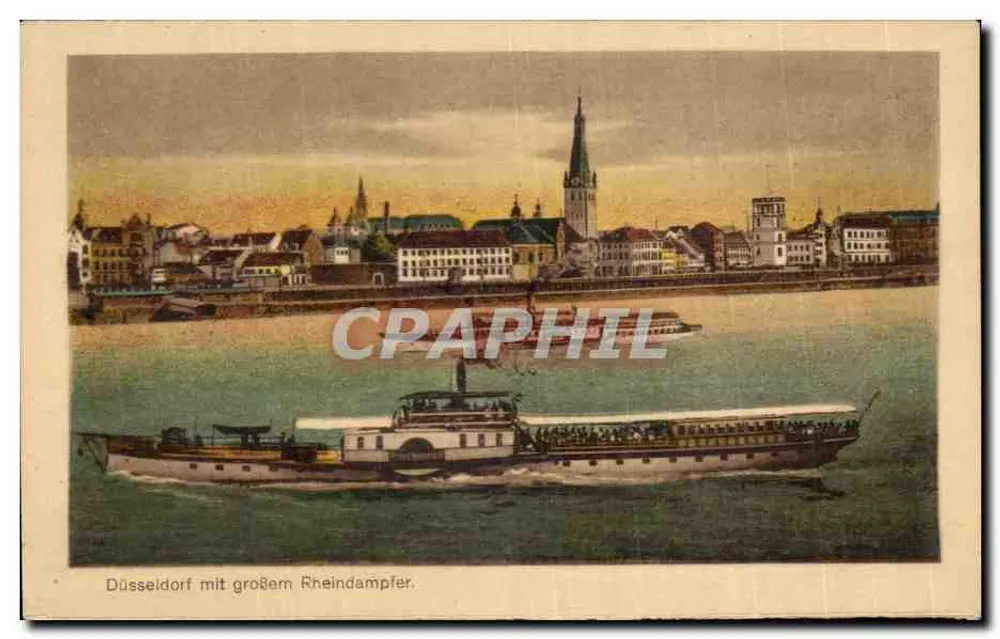 Düsseldorf mit großem Rhein-Dampfer — Verlag Str. 595 - Vorderseite