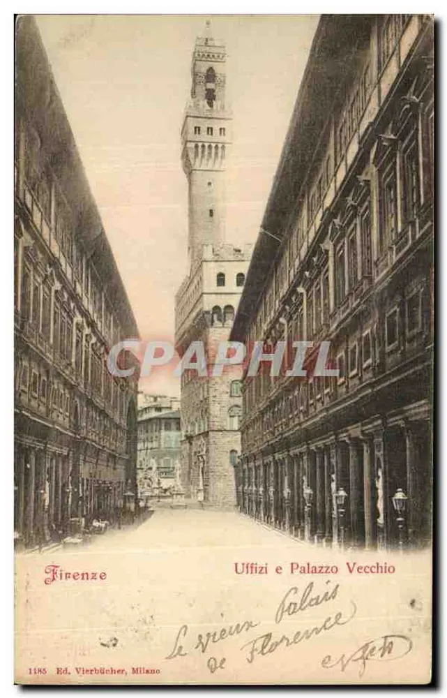 Florença — Uffizi e Palazzo Vecchio — Ed. Vierbücher, Milão, n°1185 - Frente