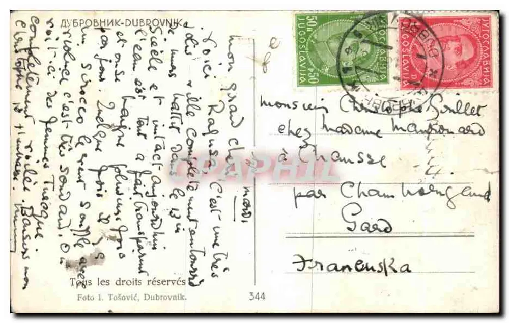Dubrovnik — Luftbild — Foto 1. Tošović, Dubrovnik, n°344 - Rückseite