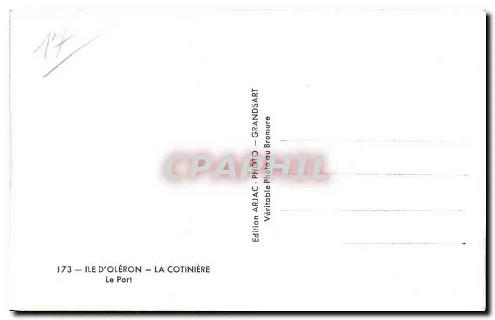 Ilha de Oléron — La Cotinière — O Porto — Édition Ariac - Grandsart - Verso