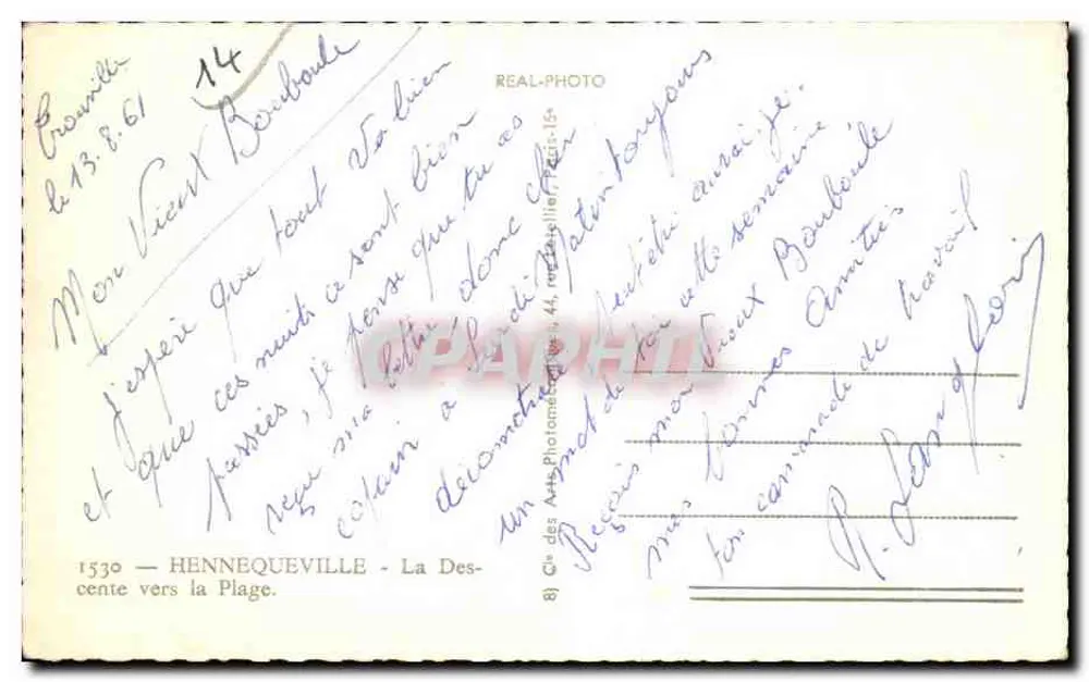 Hennequeville — A descida para a praia — Cie des Arts Photographiques - Verso