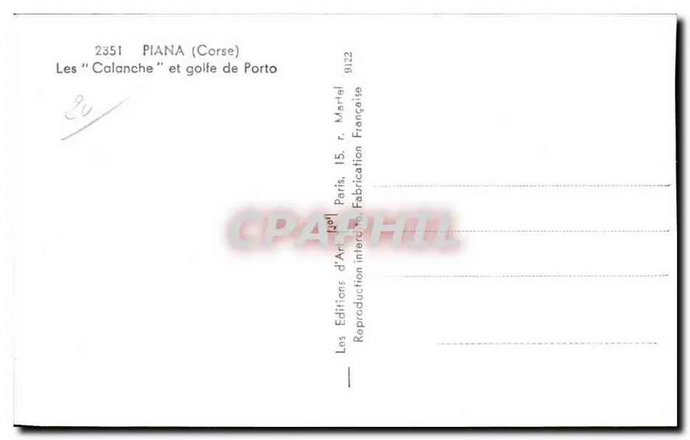 Die "Calanche" und der Golf von Porto — PIANA (Korsika) — Éditions d'Art Martel - Rückseite