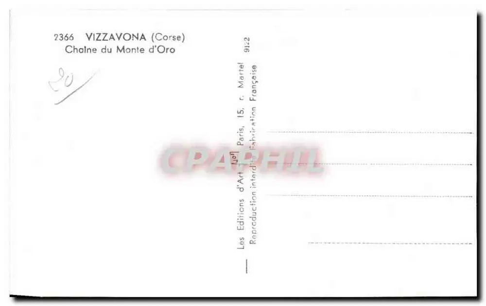 Vizzavona (Corse) — Vista do Monte d'Oro — Les Editions d'Art d'Art - Verso