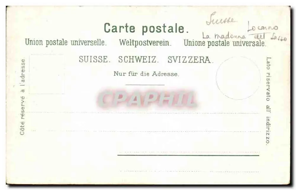 Madonna del Sasso — Locarno, Schweiz — Rünzli Postcard Editions, Zürich, Nr. 3558 - Rückseite