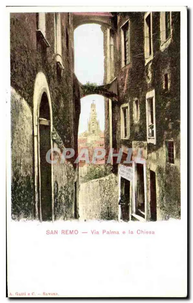 San Remo — Via Palma e a Igreja — A. Gatti e C. Savona - Frente