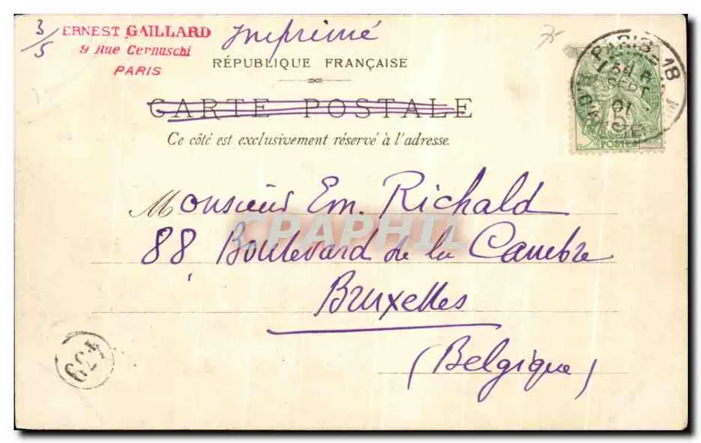 Jardin des Tuileries und Pavillon de Marsan — September 1901 — APW. 740 - Rückseite
