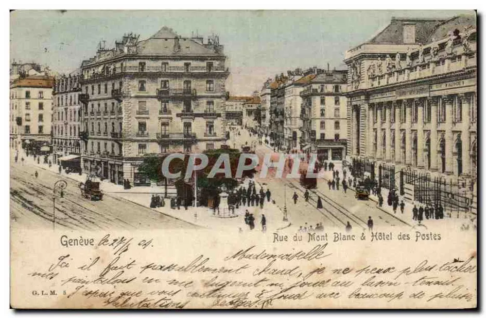 Genf — Rue du Mont Blanc & Posthotel — G.L.M. 5 - Vorderseite