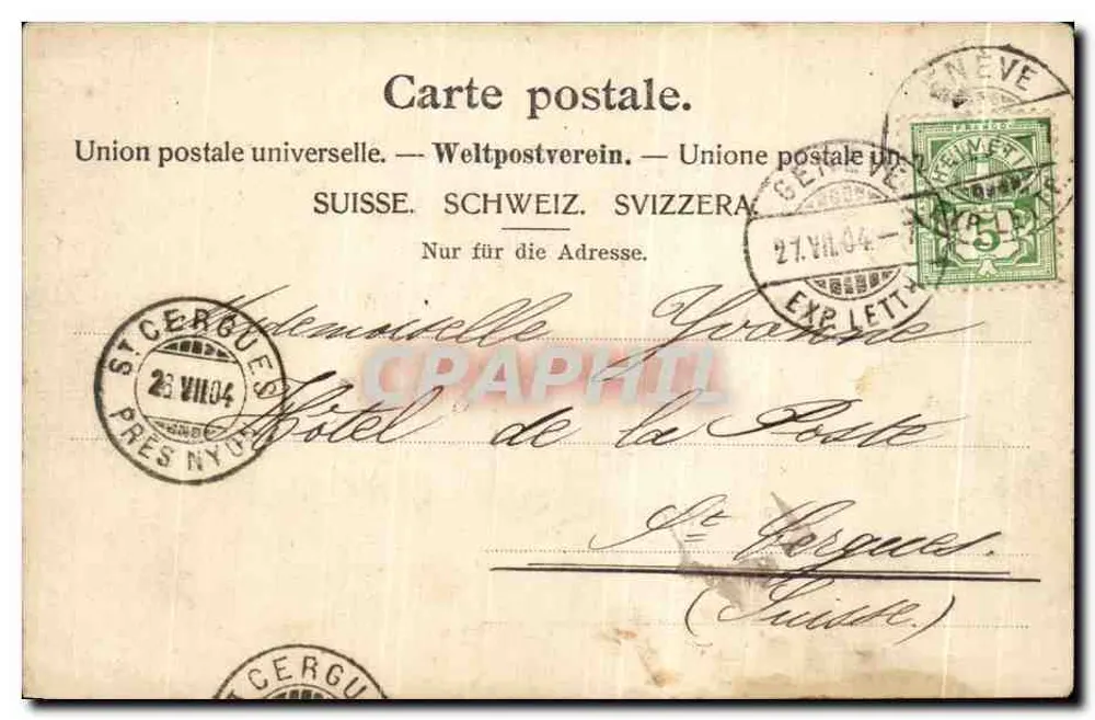 Genf — Rue du Mont Blanc & Posthotel — G.L.M. 5 - Rückseite