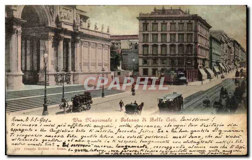 Rom, Via Nazionale und Palazzo di Belle Arti — Ernesto Richter — n° 159 - Vorderseite