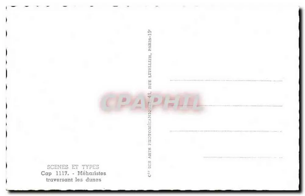 Meharisten, die die Dünen überqueren — Cap 1117 — Gîp des Arts Photomécaniques, Paris-13e - Rückseite
