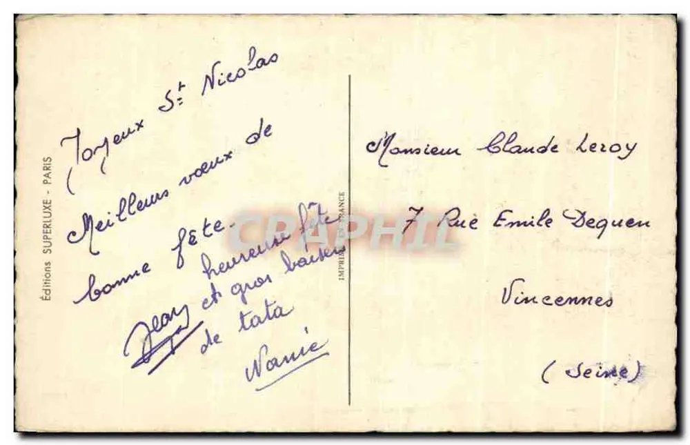 Bouquet de rosas — San Nicolás — Ediciones SUPERLUXE - PARIS - Reverso