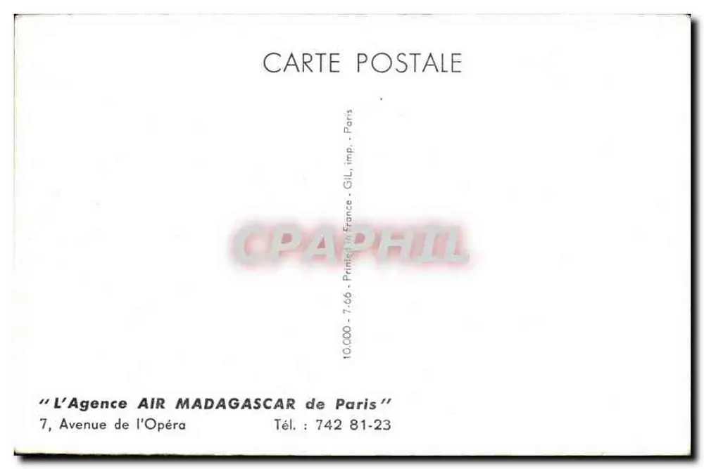Wartezimmer von Air Madagascar — Agentur AIR MADAGASCAR in Paris — Verlag GIL, Paris - Rückseite