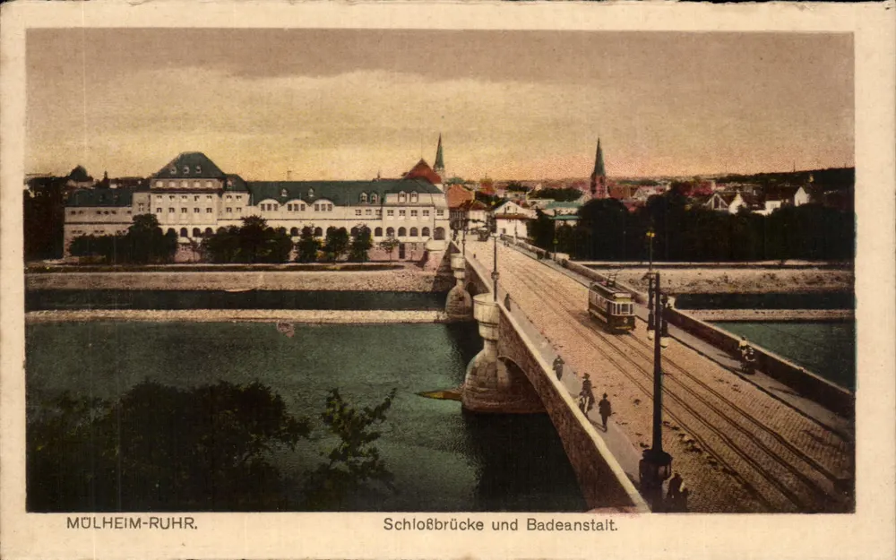 Mülheim-Ruhr — Slotbrug en Badestrand — uitgever niet zichtbaar - Voorkant
