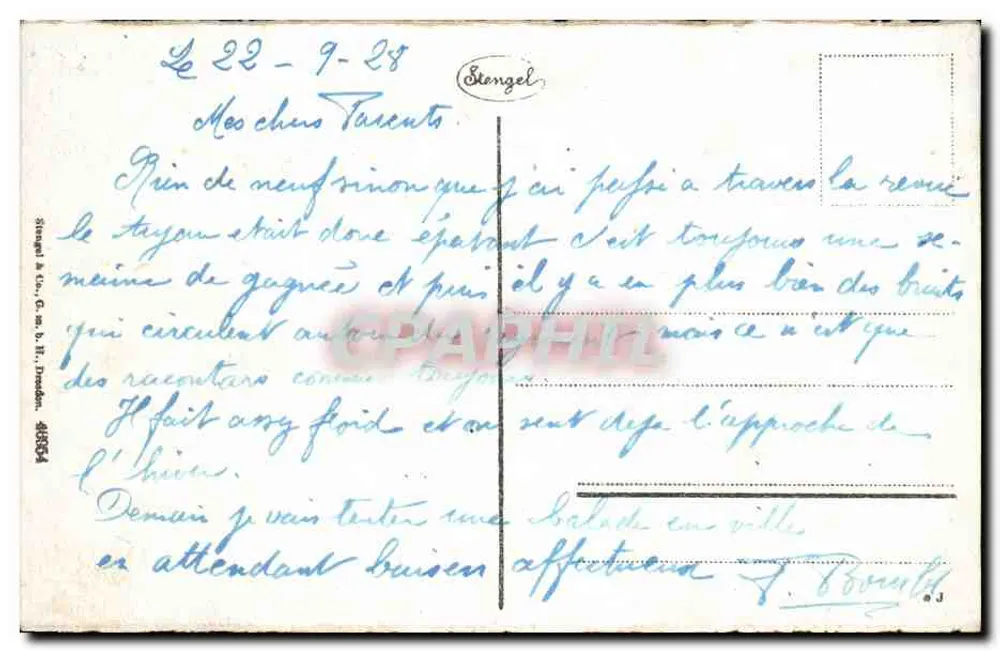 बुल्ले - एल - मोसेलताल — गांव और नदी का पैनोरमिक दृश्य — प्रकाशक स्टेइंगेल, संख्या 48854 - पीछे