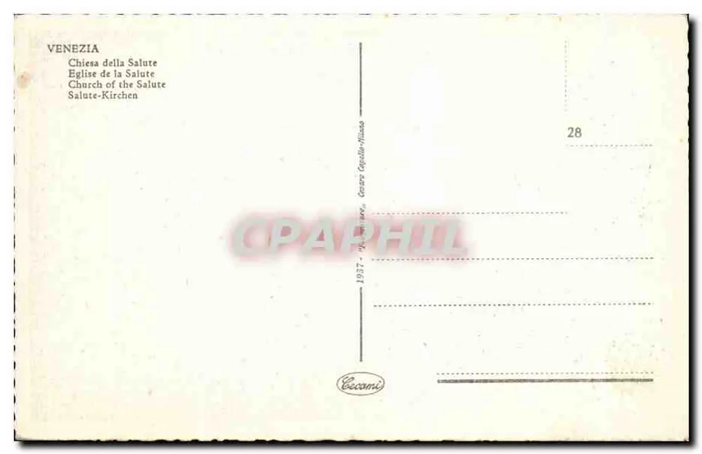Venedig — Kirche der Salute — Verlag Cecomani, Nr. 28 - Rückseite