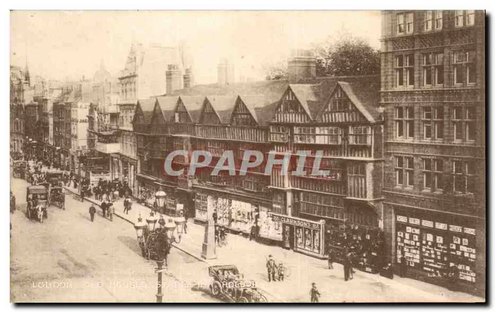 London - Alte Häuser, Staple Inn, Holborn — The London Stereoscopic Company, Serie L8300 - Vorderseite