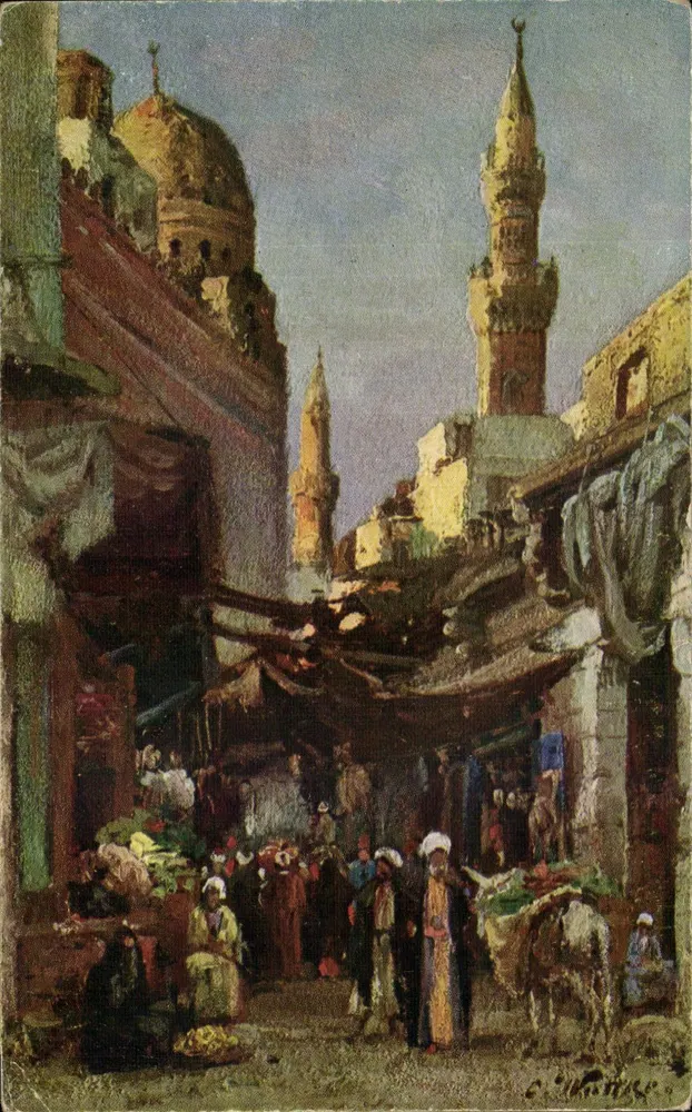 Rue au Caire — lebhaftes Markt — L. Wachse, R 156, R.&F.D. - Vorderseite