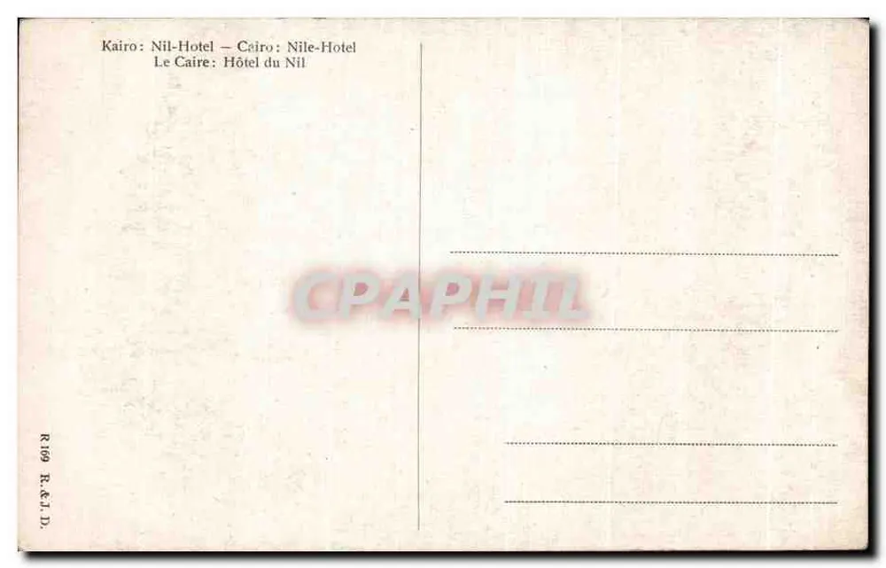 Ansicht einer belebten Straße in Kairo — Nil-Hotel — Verlag R.E.J.D. Nr. R109 - Rückseite