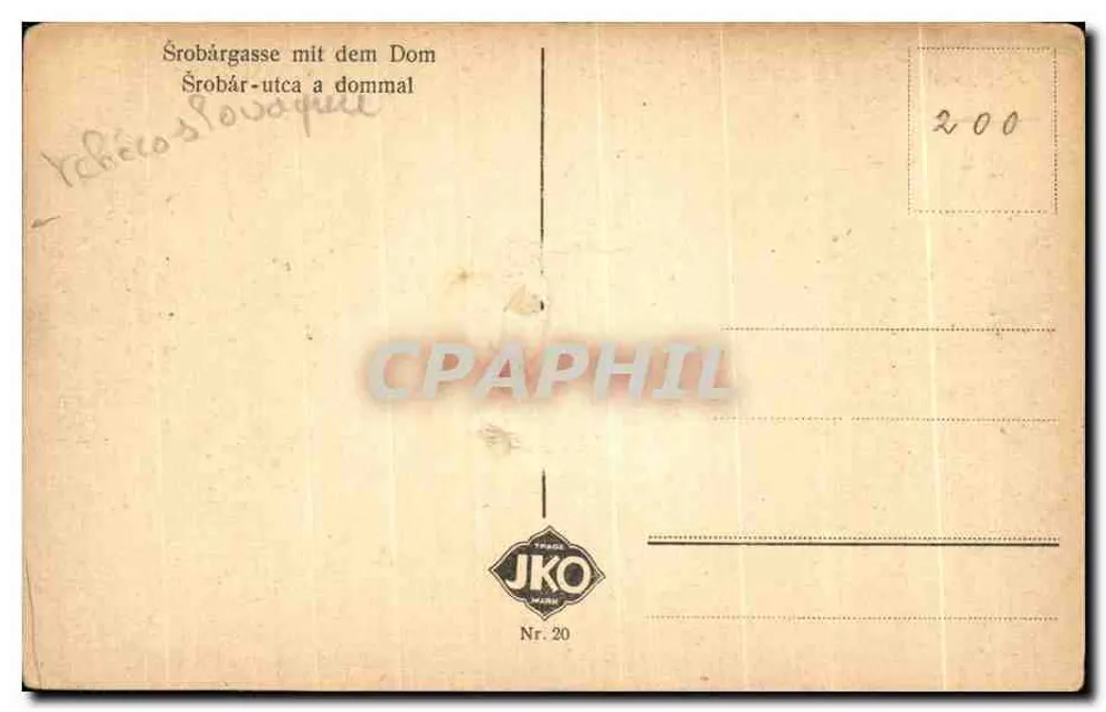 Košice — Rua Šrobárova com a catedral — JKO, Nr. 20 - Verso