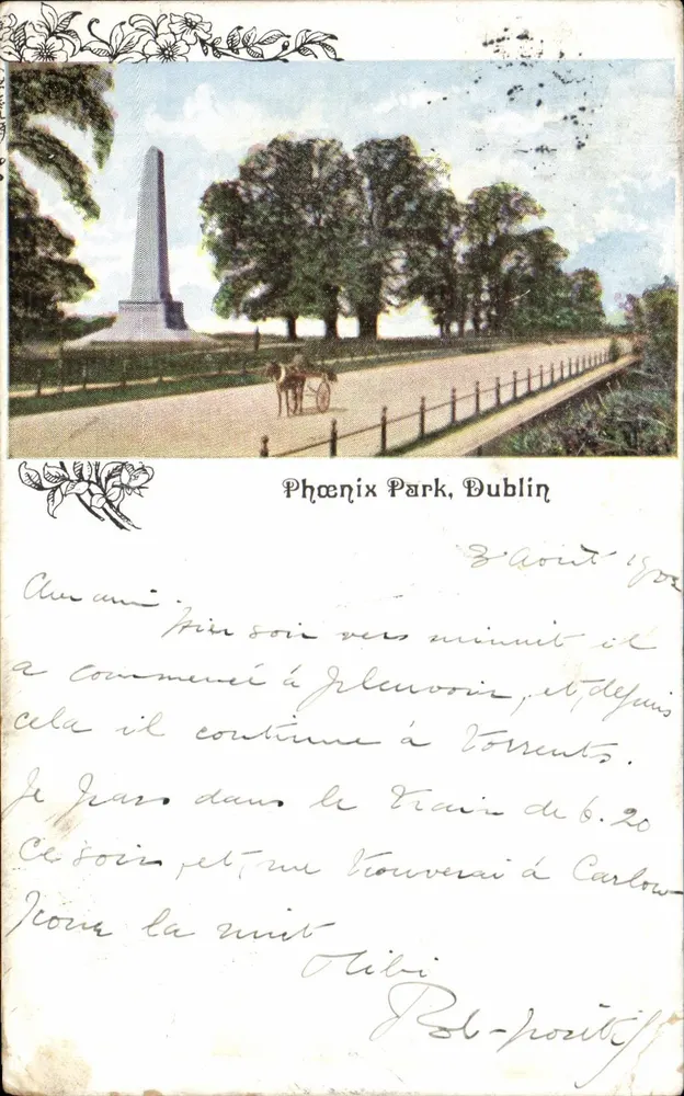 Parque Phoenix, Dublin — monument obélisco e carruagem — Série Valentine - Frente