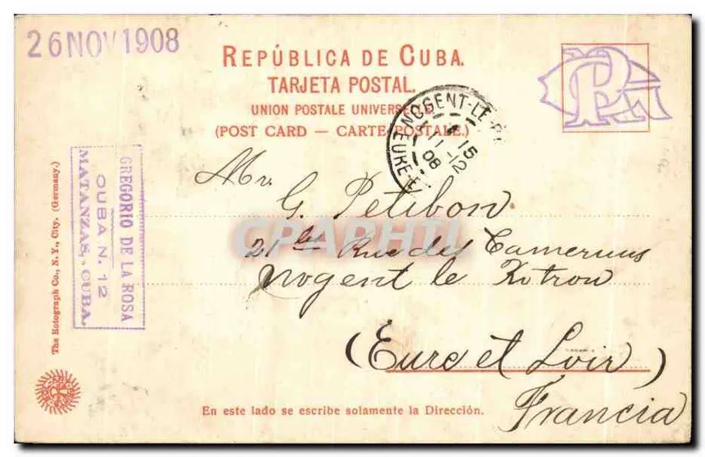 Rio San Juan, Matanzas, Kuba — Ansicht des Flusses mit Gebäuden — Verlag G. 12049a - Rückseite