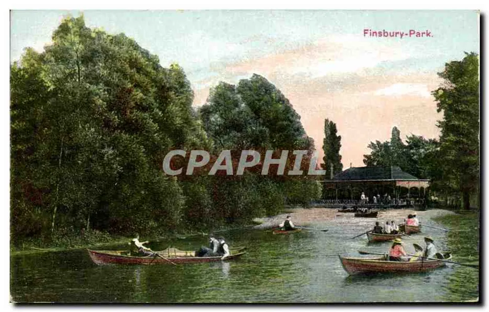 Finsbury Park — lago com remadores — editor não identificado - Frente