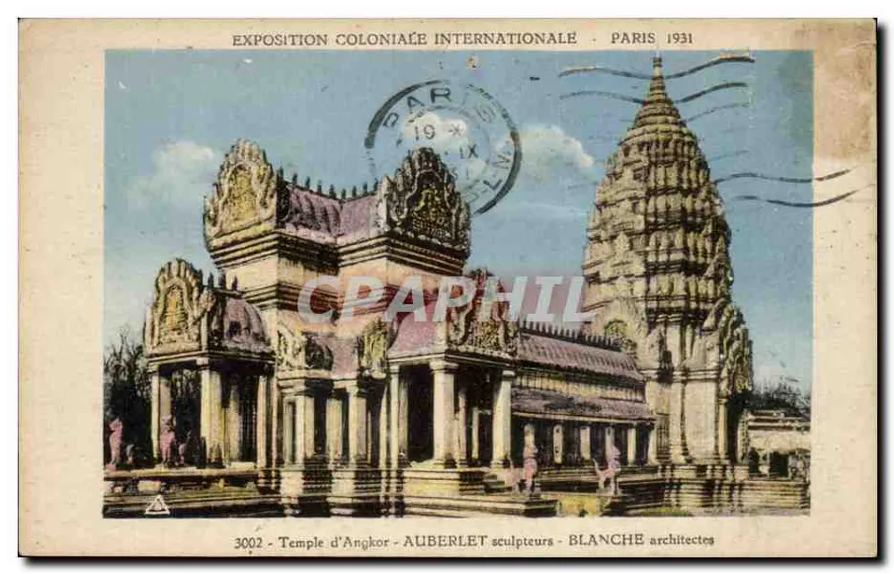 Templo de Angkor — Exposição Colonial Internacional de Paris 1931 — Auberlet escultores - Blanche arquitetos - Frente