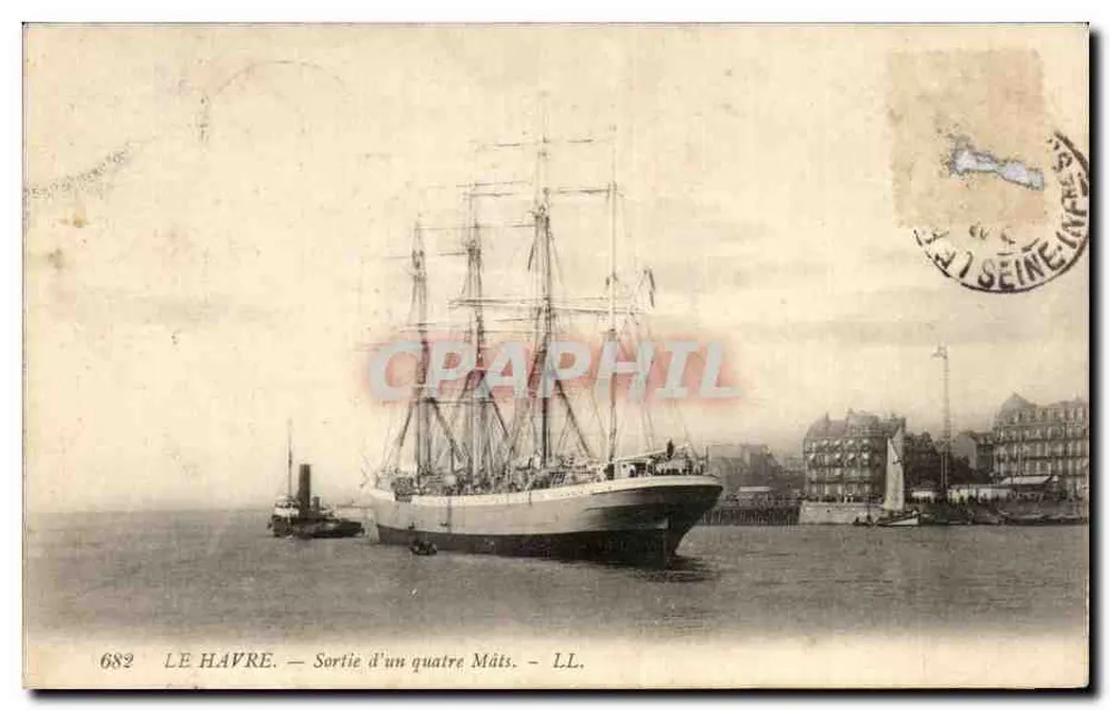 Le Havre — Abfahrt eines Viermastschiffes — LL. — Nr. 682 - Vorderseite