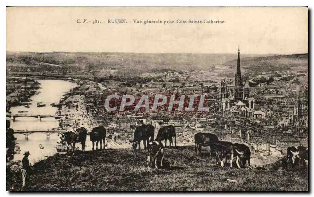 Rouen - Allgemeiner Blick von der Côte Sainte-Catherine — C.V. 381 — Verleger C.V. - Vorderseite