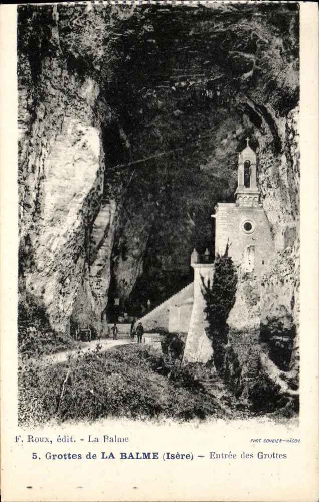Grutas de LA BALME (Isère) — Entrada de las Grutas — F. Roux, editor - La Palme - Anverso