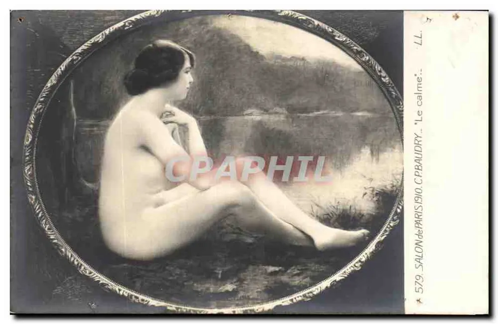 Nackte Frau sitzend — Landschaftsszene — Salon de Paris 1910, Verlag C. PBAUDRY, n° 579 - Vorderseite