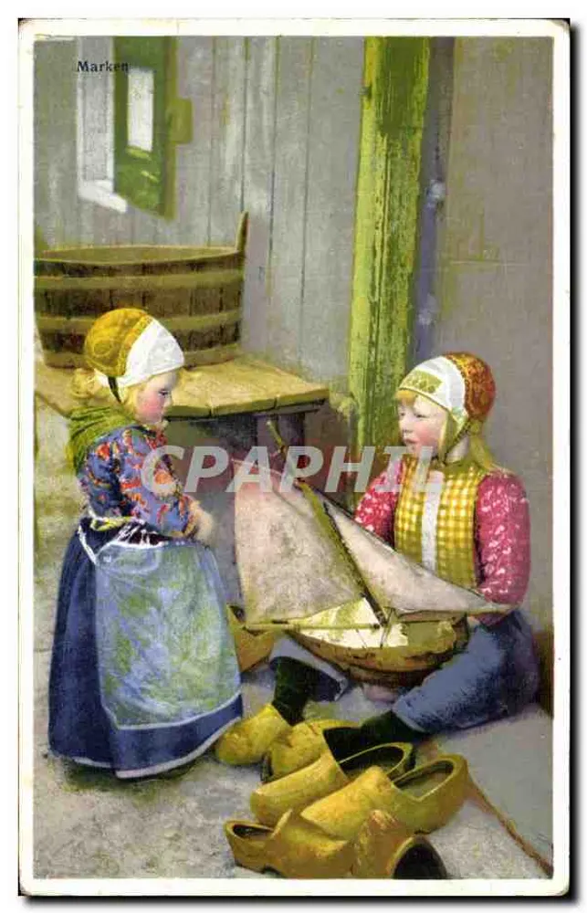 Duas meninas em Marken — Países Baixos — Photocromie & D. Série 292 Número 4458 - Frente
