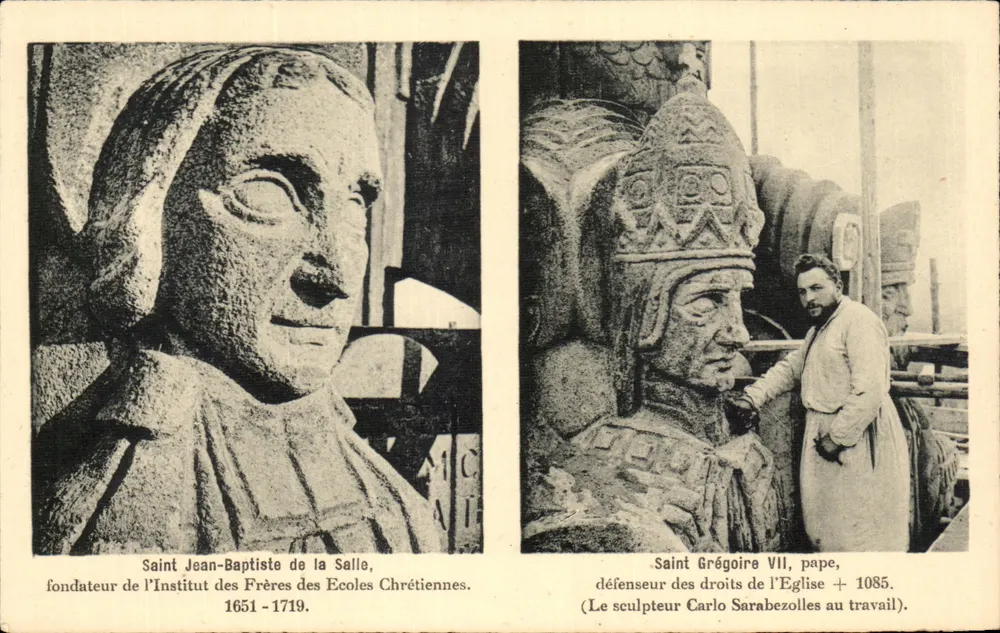 Saint Jean-Baptiste de la Salle und Saint Grégoire VII — Skulpturen von Carlo Sarabezolles — Verleger Unis-France - Vorderseite