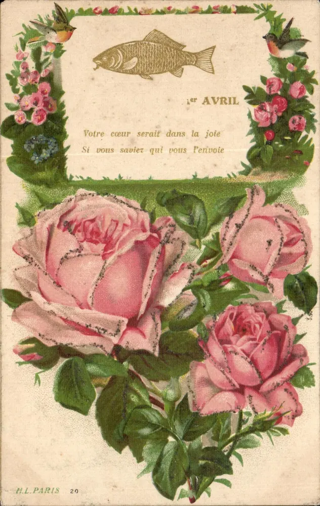 Peixe e rosas — 1º DE ABRIL — H.L. PARIS 20 - Frente