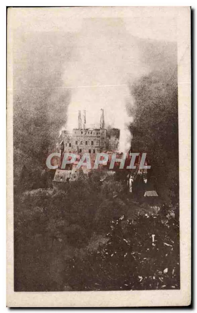 Burg Blitz — incendio — Fotógrafo & Verlag Rudolf Ruschbaum, Moselkern im Elztal - Anverso