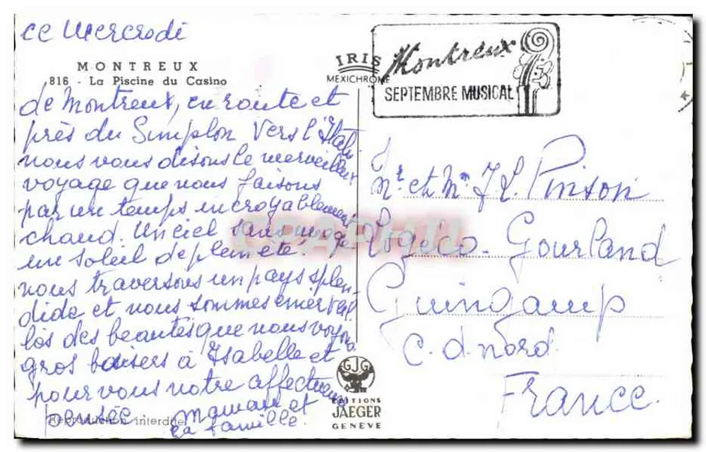 Montreux — Die Pool des Casinos — Verlag IRIS MEXICHROME - Rückseite
