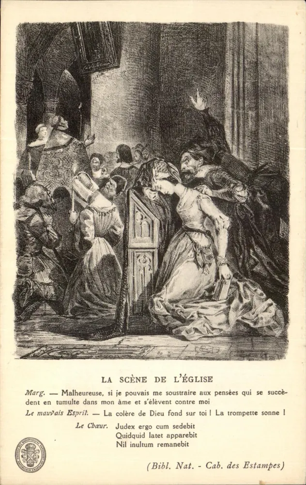 A cena da igreja — ilustração da peça de Marguerite de Navarre — editor: Cab. das Estampas - Frente