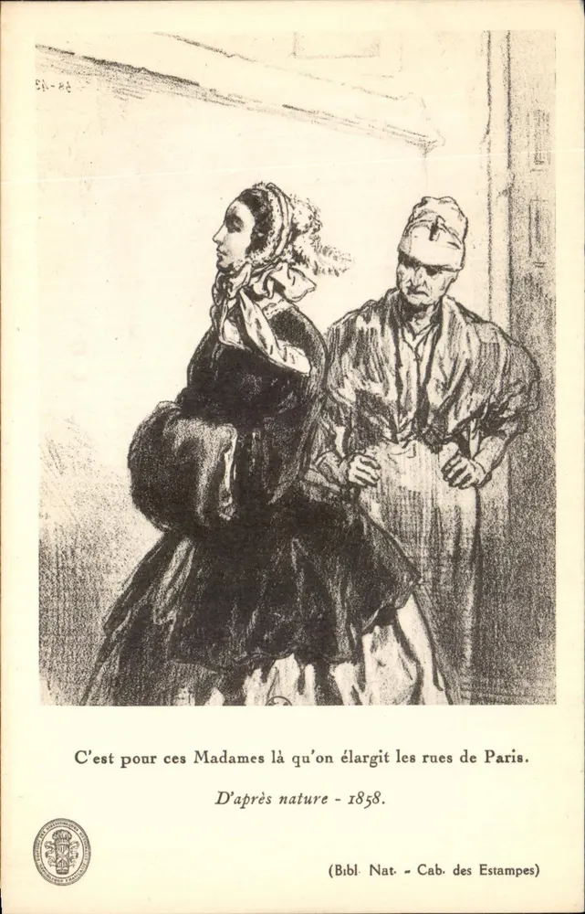 Zwei Frauen in Paris — Holzschnitt nach Natur von 1858 — Bibliothèque nationale, Cabinet des estampes - Vorderseite